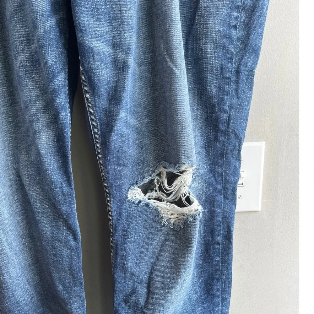 Hudson Jeans Mens 38 Distressed Blue Denim Slim Fit Ripped Knee Casual Pants